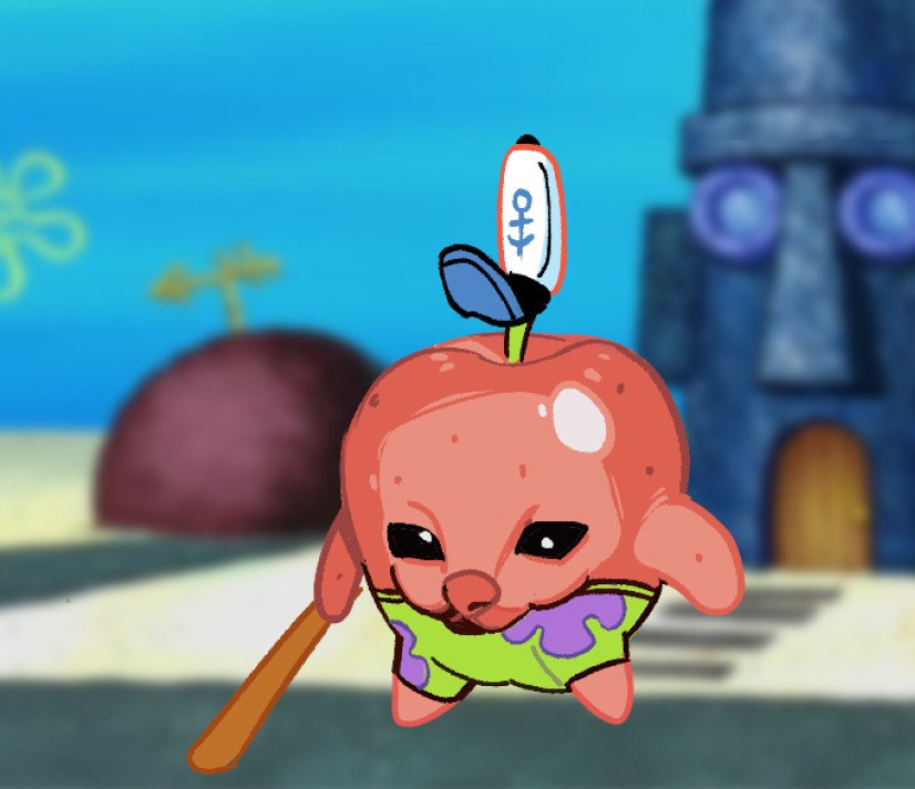 Apple Cat in a SpongeBob scene
